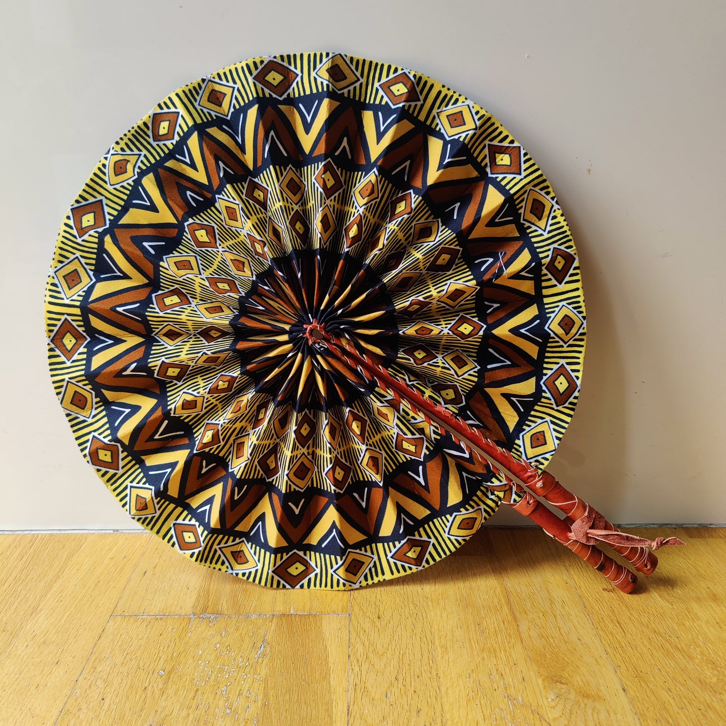 African Print Folding Hand Fan/ Supersize