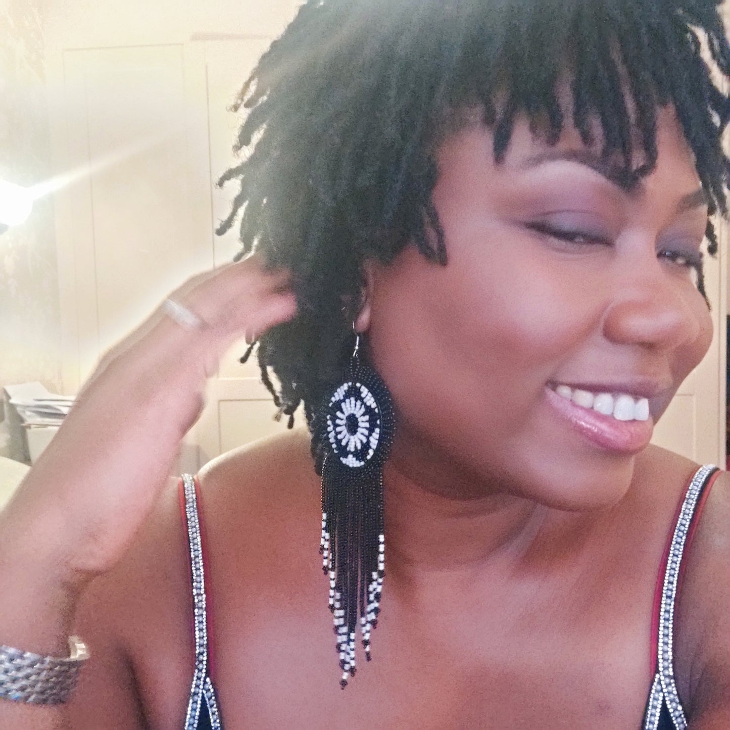 Kenyan Beaded Earrings/African Masai Earrings Minimalist Earrings/ Dream Catcher