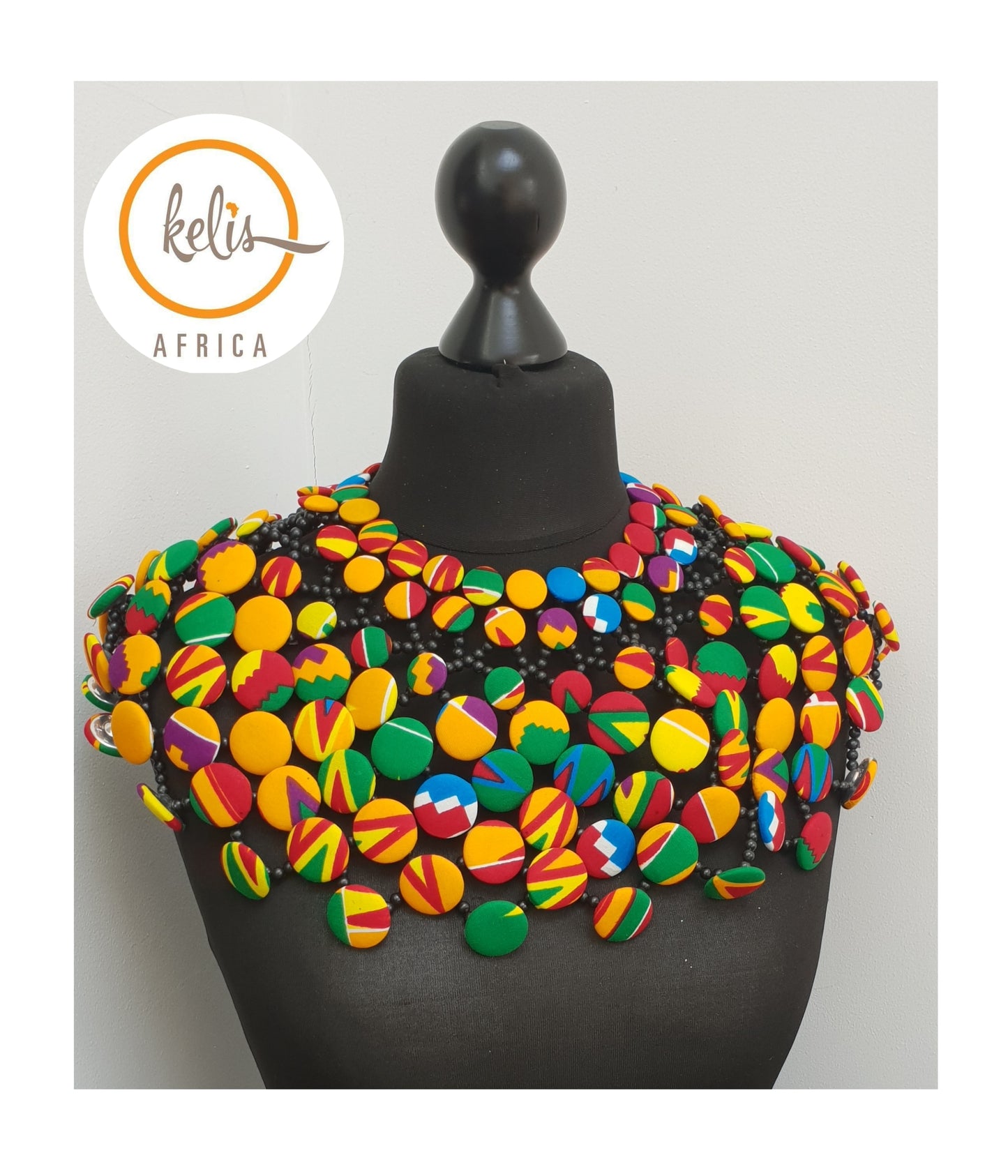 African Print Statement Necklace/Statement Ankara/ African Print Button Cape/Small