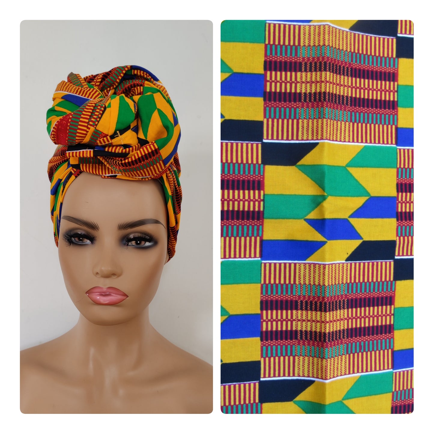Kente Ankara Print Headwrap | Print headscarf | African Print Headwrap