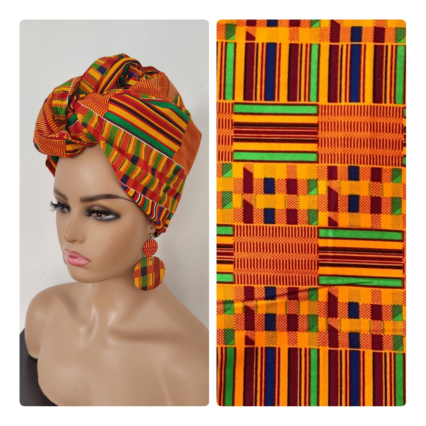 Kente Ankara Print Headwrap | Print headscarf | African Print Headwrap