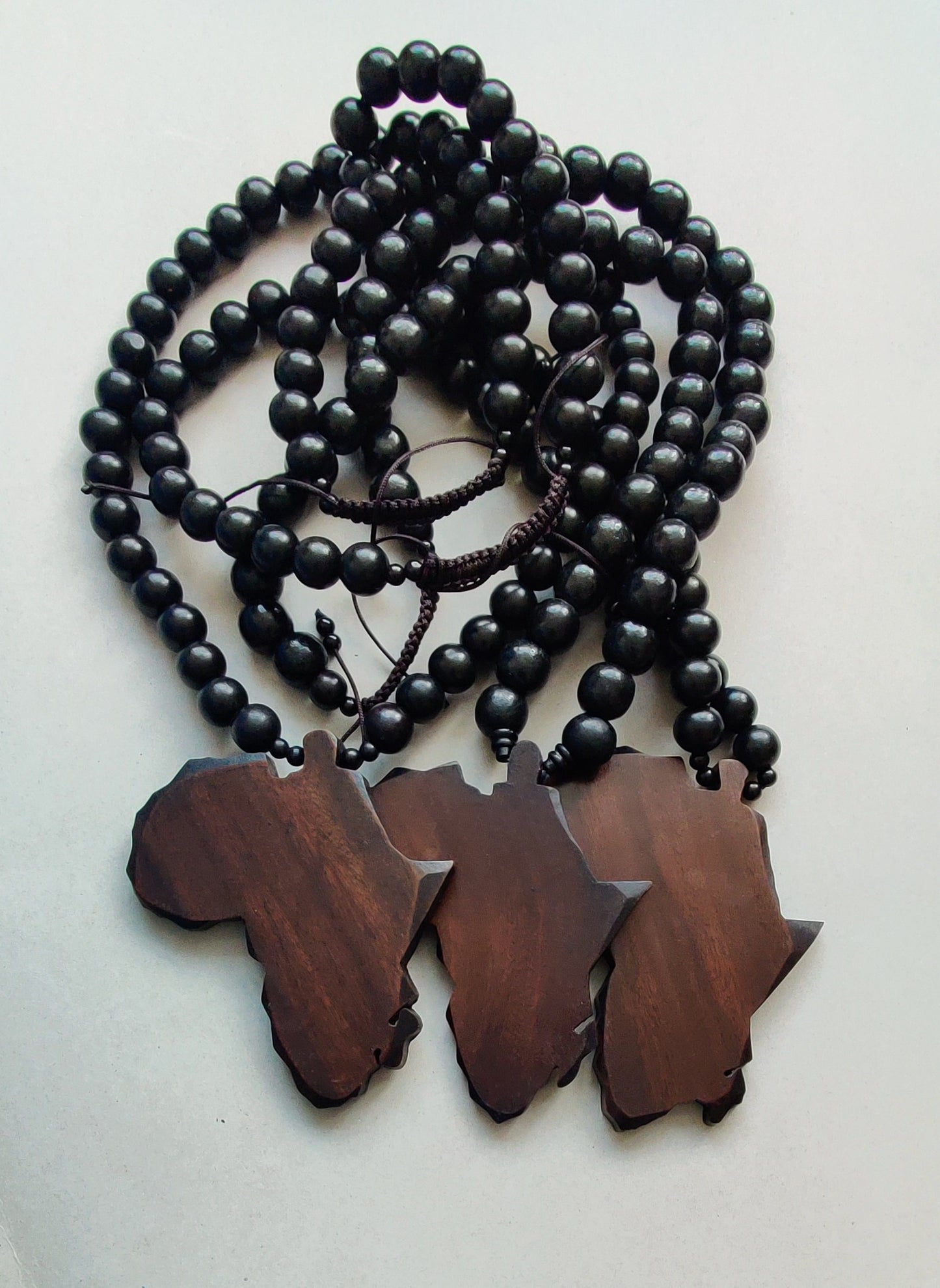 Mens Necklace/ Glass Beads Necklace with  Africa / Ankh Pendant