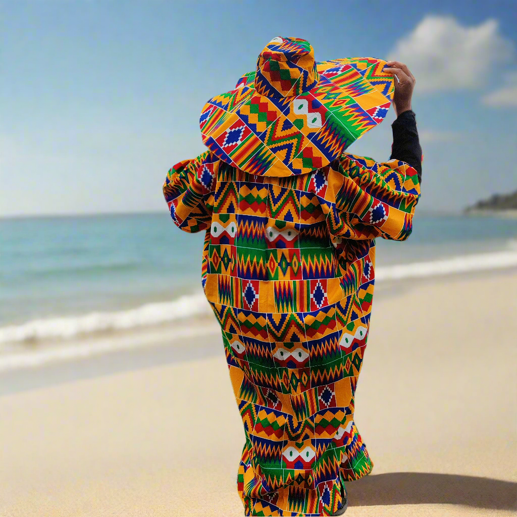 African Print Kimono Style Jacket  Long Ankara kimono with Hat Set