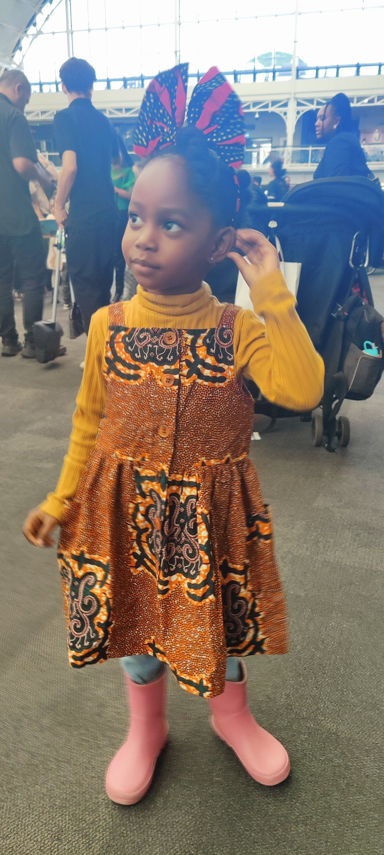 Copy of 3 and 4 year old Toddler Dress Pinafore African Print Dress/ Blue