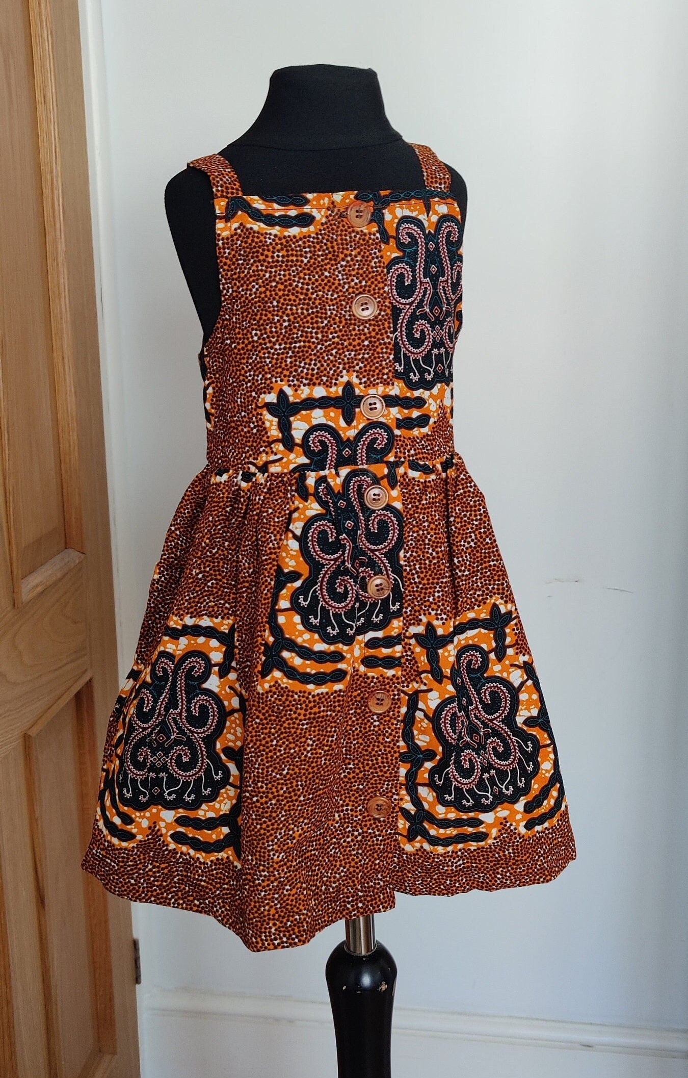 Copy of 3 and 4 year old Toddler Dress Pinafore African Print Dress/ Blue