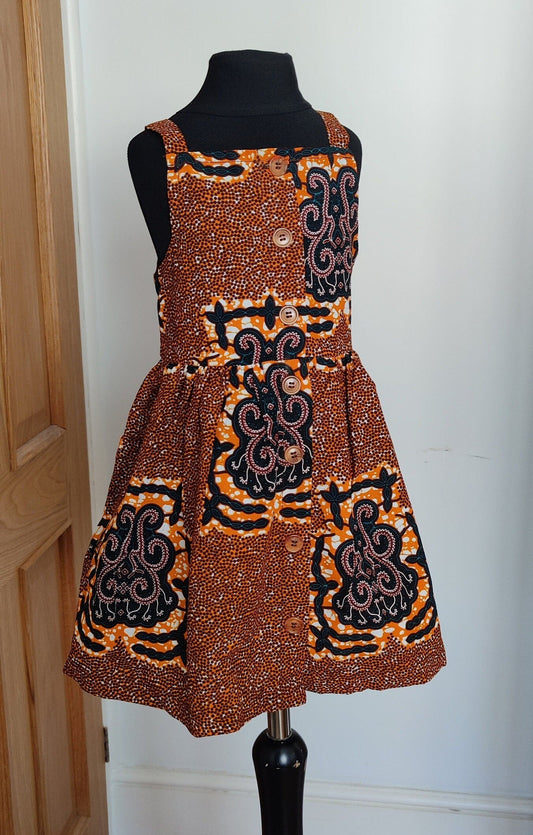 Copy of 3 and 4 year old Toddler Dress Pinafore African Print Dress/ Blue