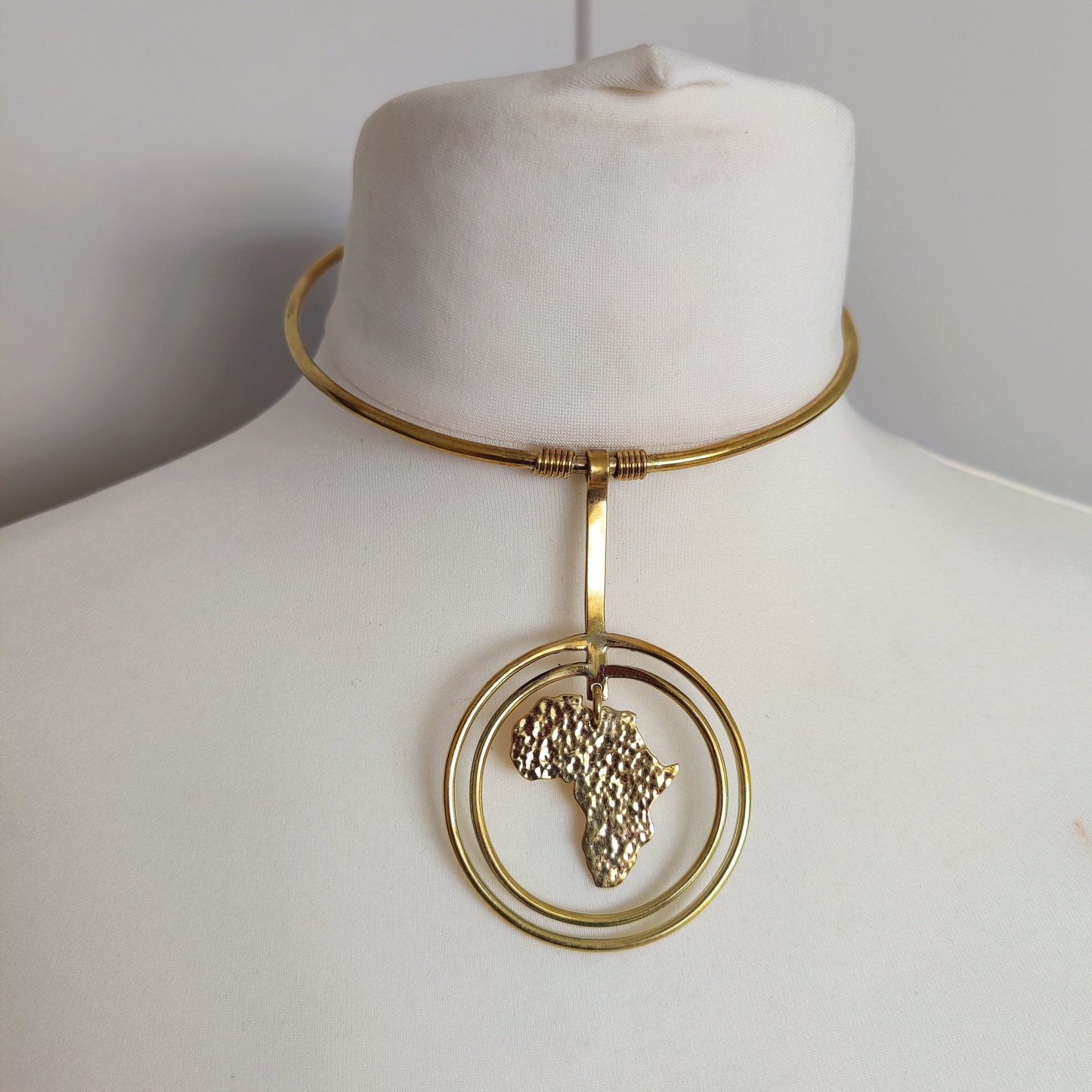 Minimalist Brass Choker Necklace : Africa