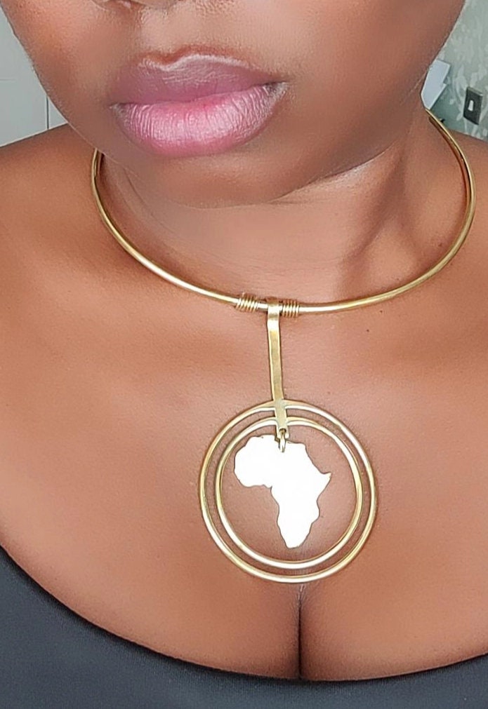 Minimalist Brass Choker Necklace : Africa