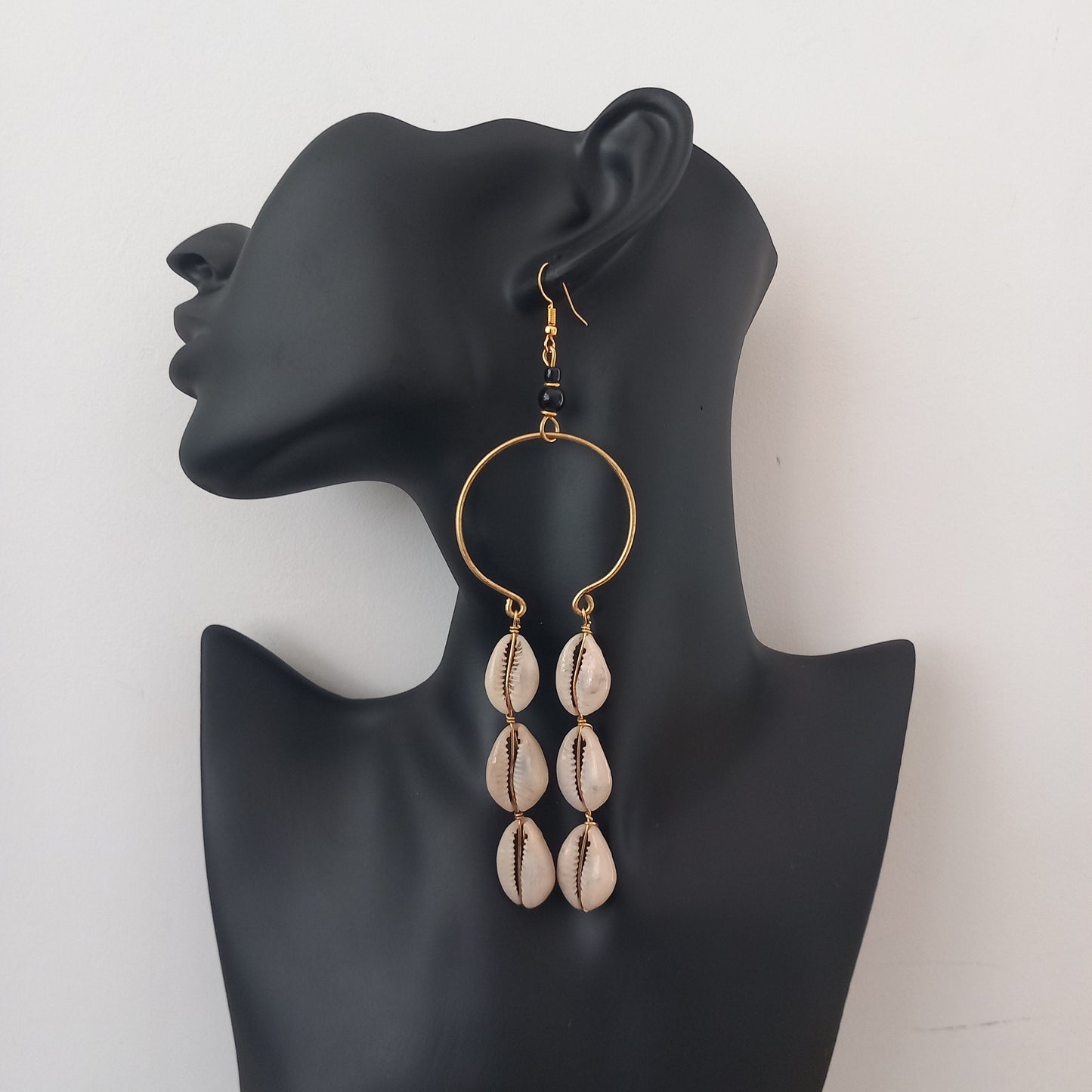 Double Row Cowrie Shell Earrings