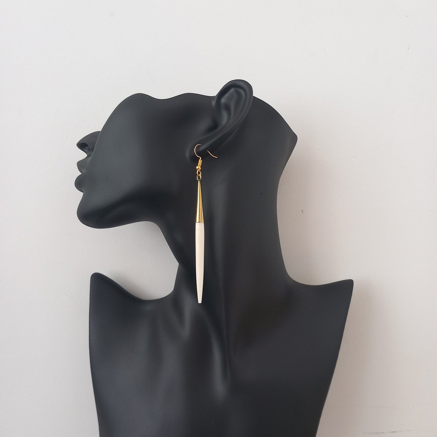 Bone and Brass Drop Earrings