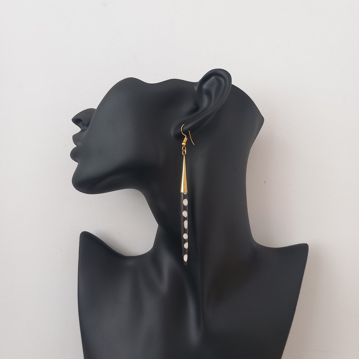 Bone and Brass Drop Earrings