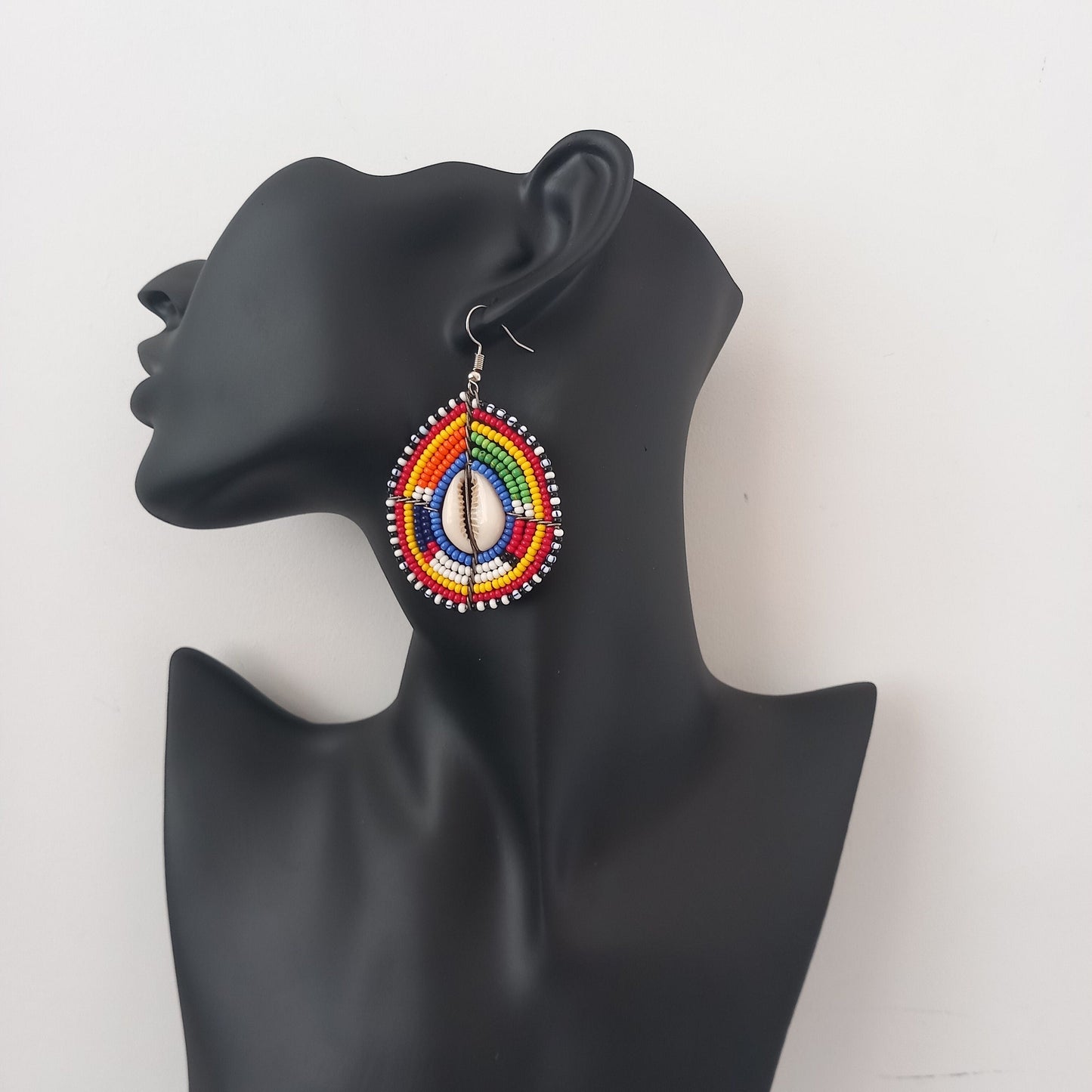 Cowrie and Beaded Earrings/African Masai Earrings Minimalist Earrings/