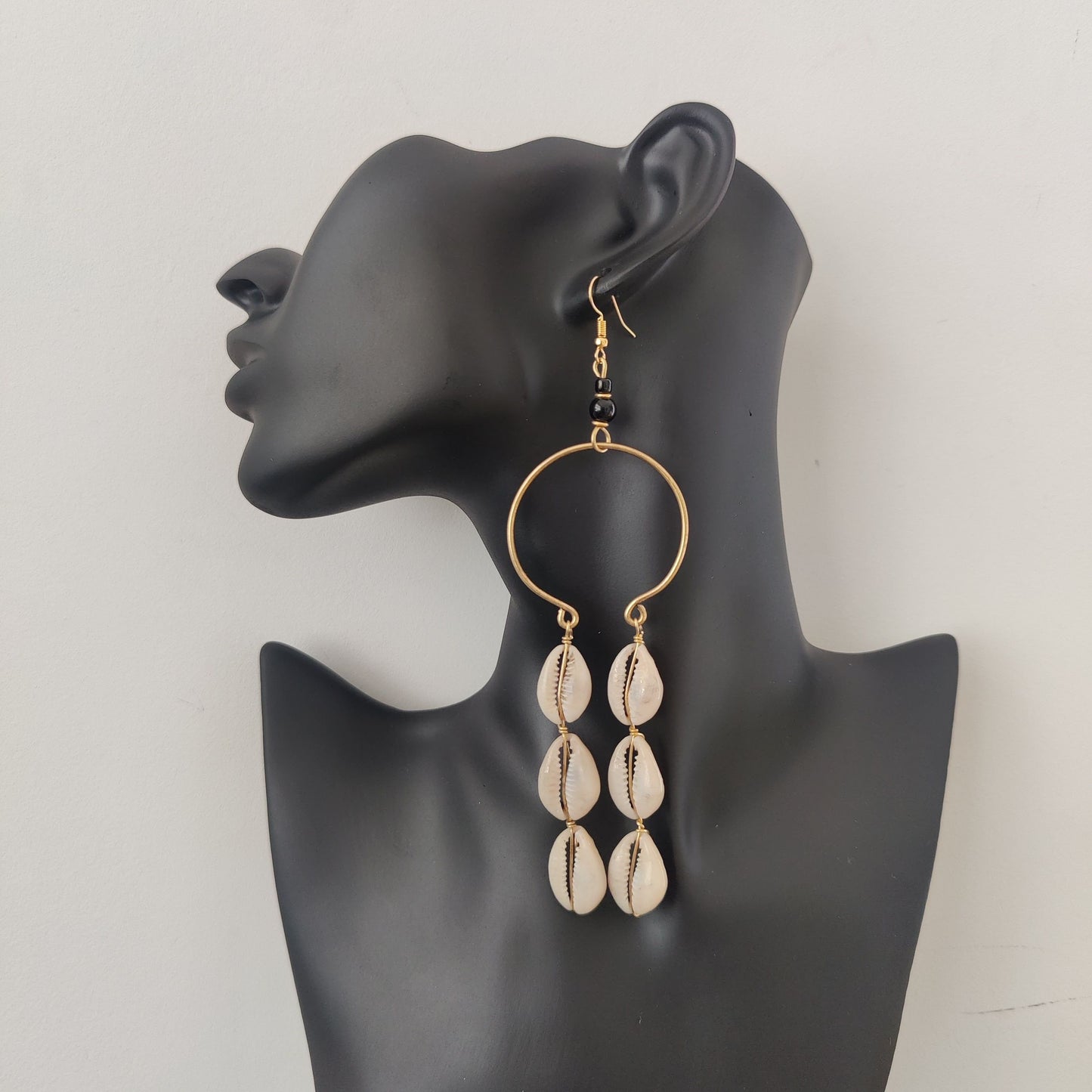 Double Row Cowrie Shell Earrings
