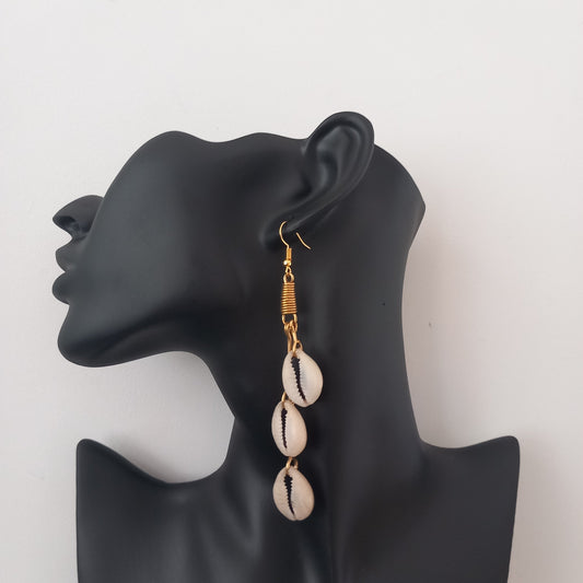Dangling Cowrie Shell Earrings