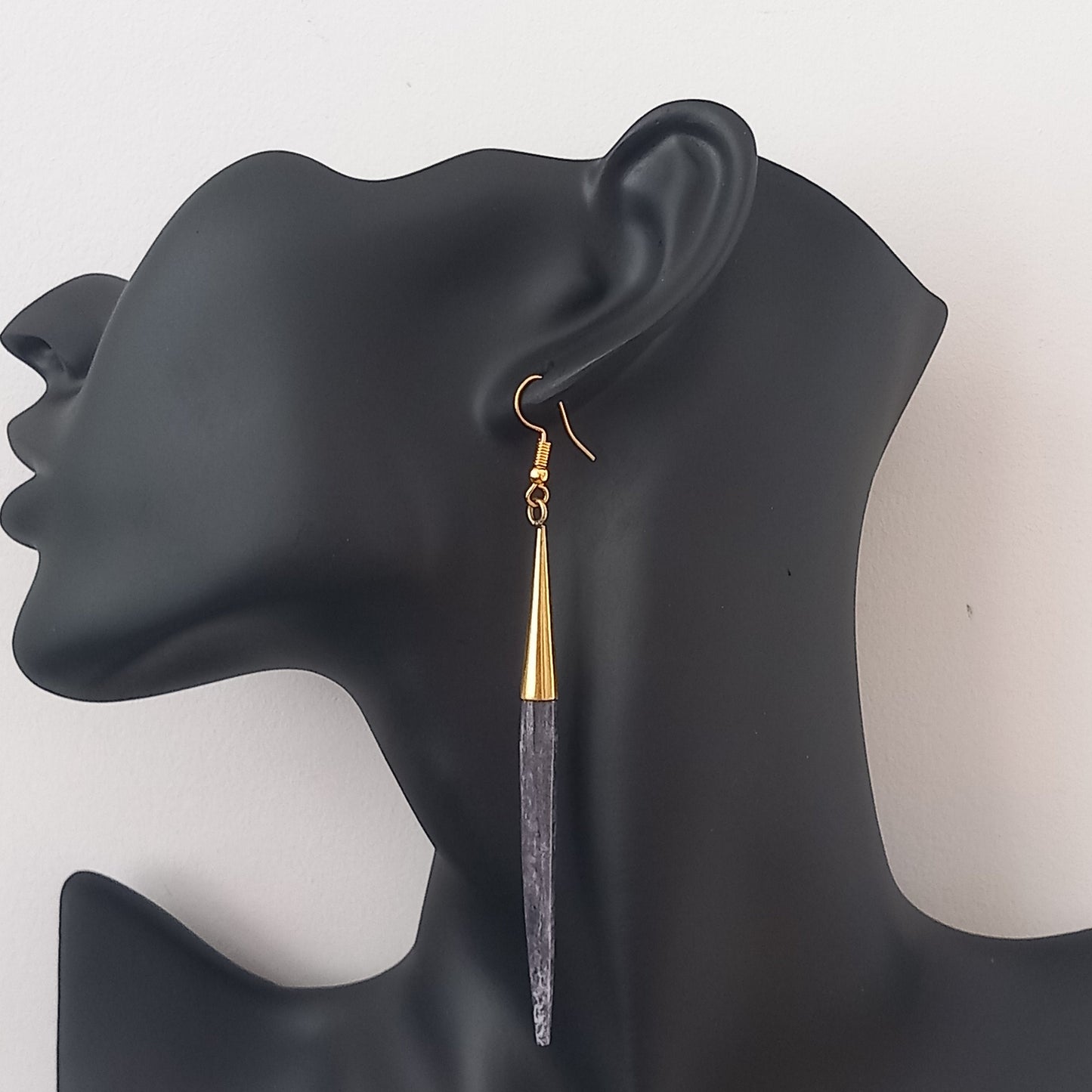 Bone and Brass Drop Earrings
