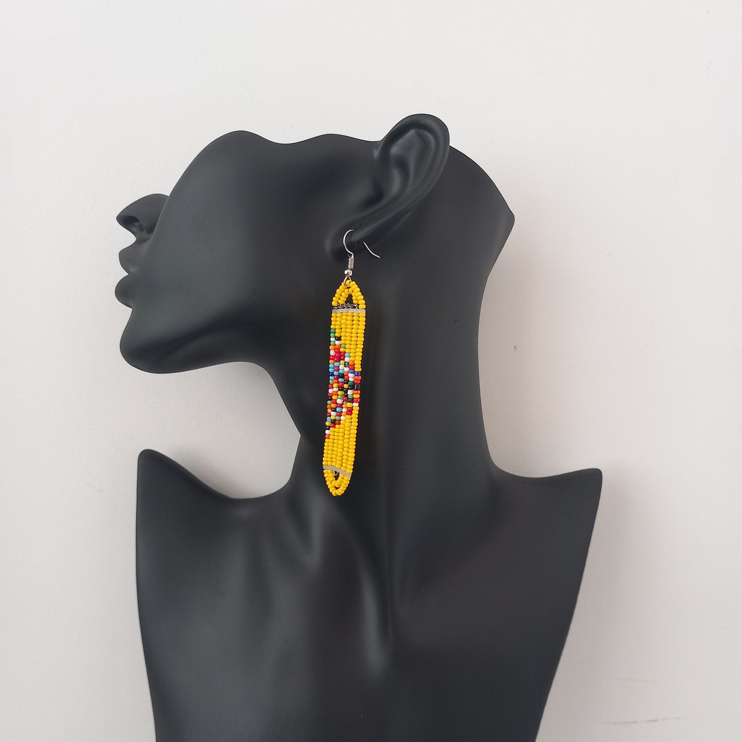 Slender Kenyan Beaded Earrings/African Masai Earrings Minimalist Earrings