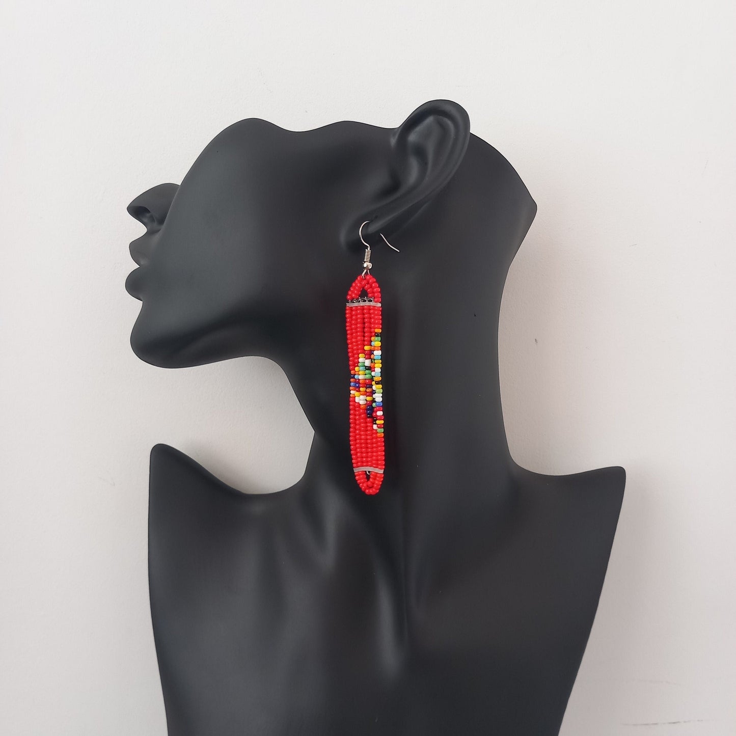 Slender Kenyan Beaded Earrings/African Masai Earrings Minimalist Earrings