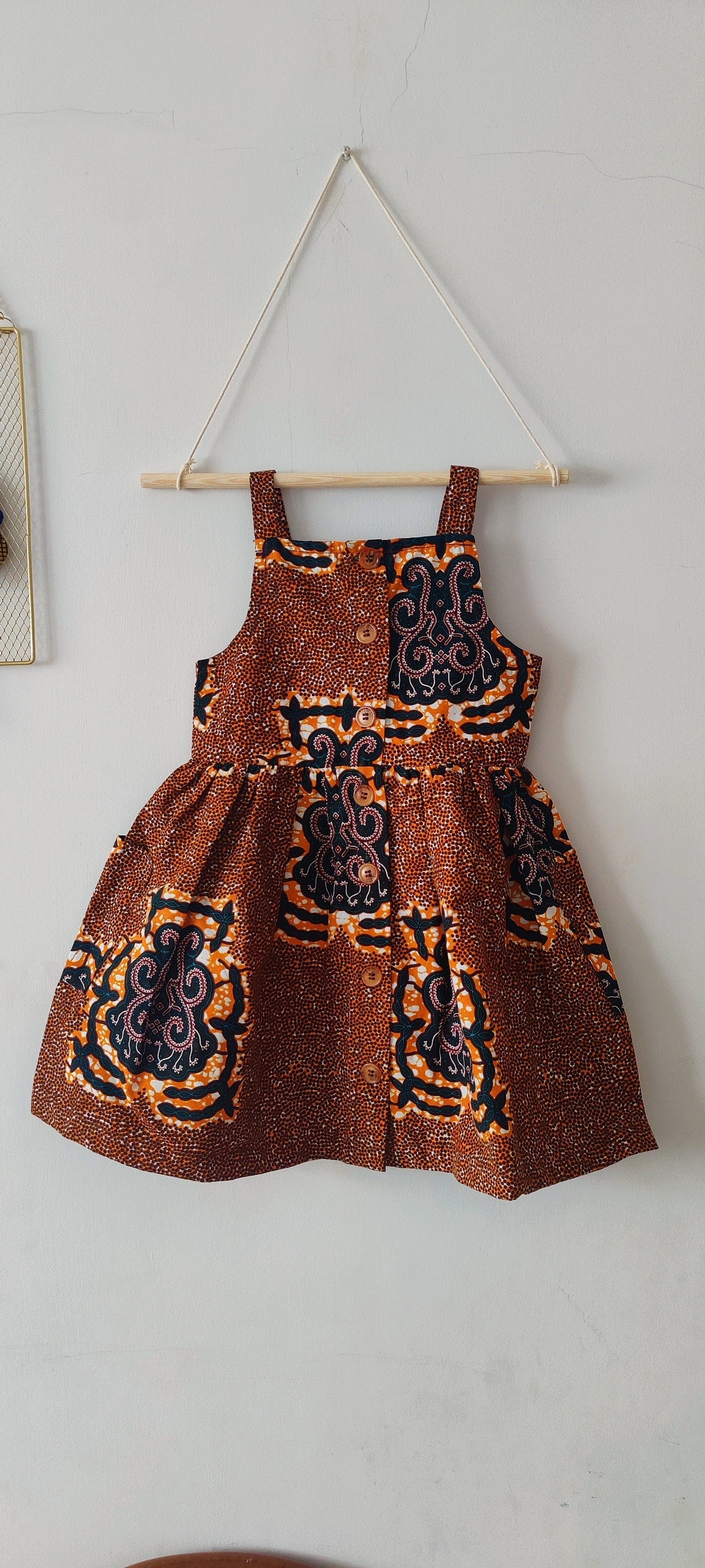 Copy of 3 and 4 year old Toddler Dress Pinafore African Print Dress/ Blue