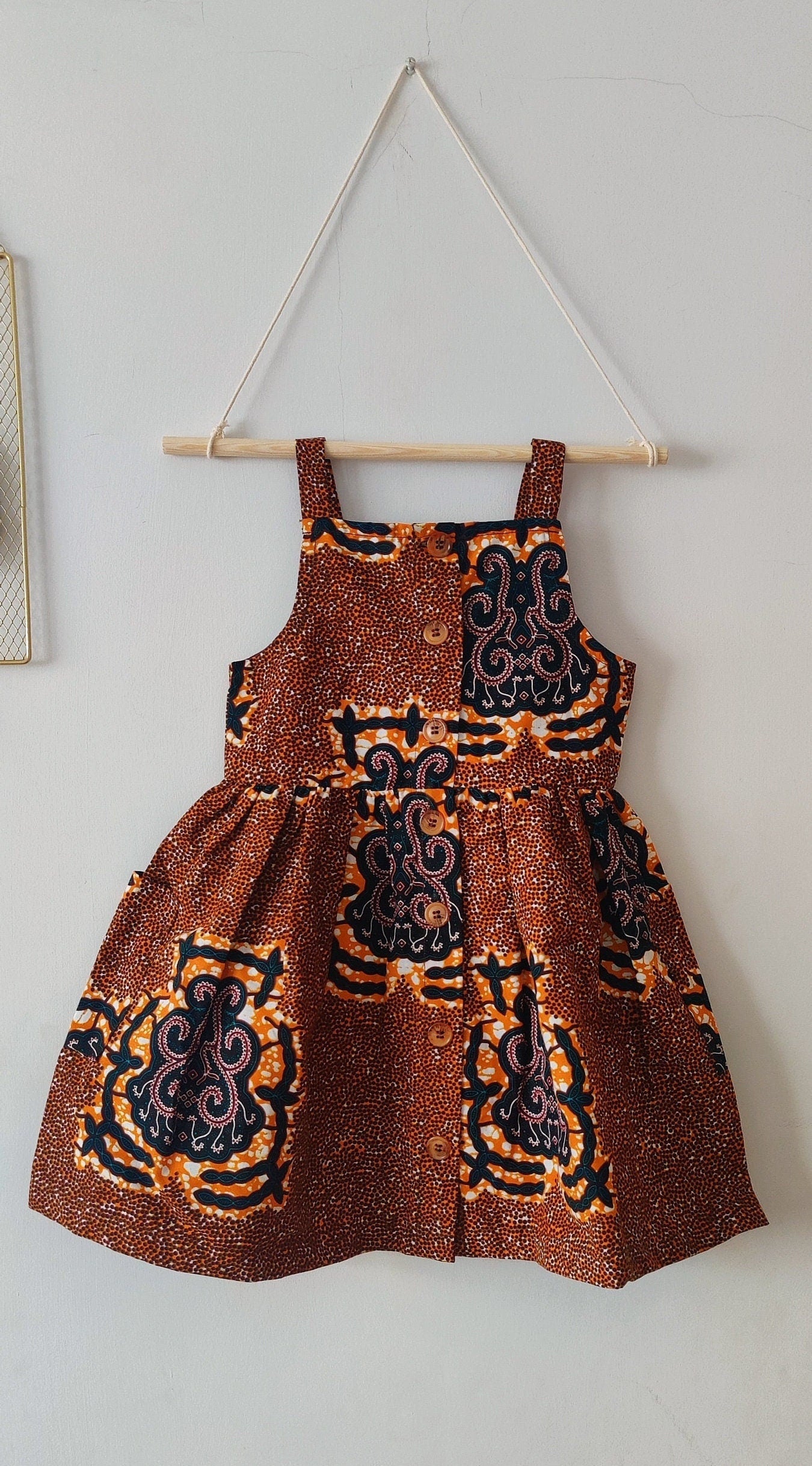 Copy of 3 and 4 year old Toddler Dress Pinafore African Print Dress/ Blue
