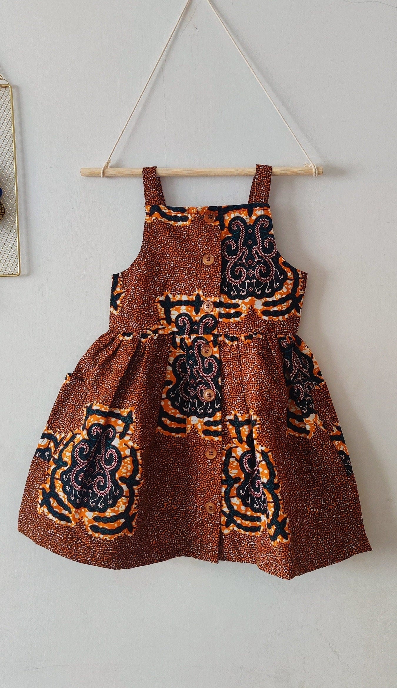 Copy of 3 and 4 year old Toddler Dress Pinafore African Print Dress/ Blue