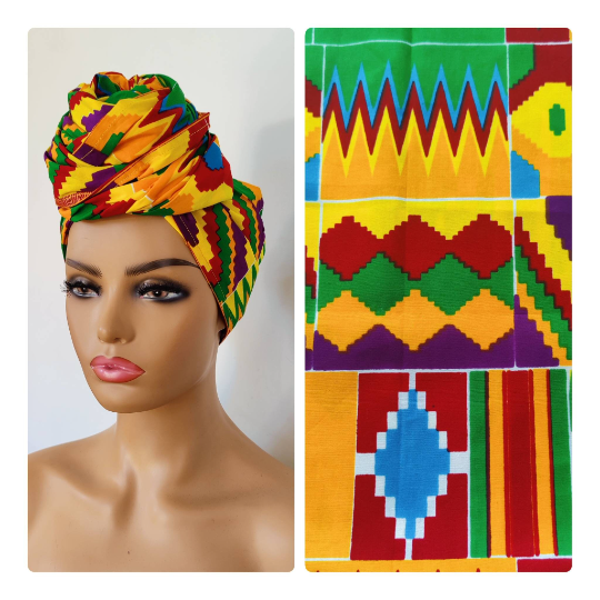 Kente Ankara Print Headwrap | Print headscarf | African Print Headwrap