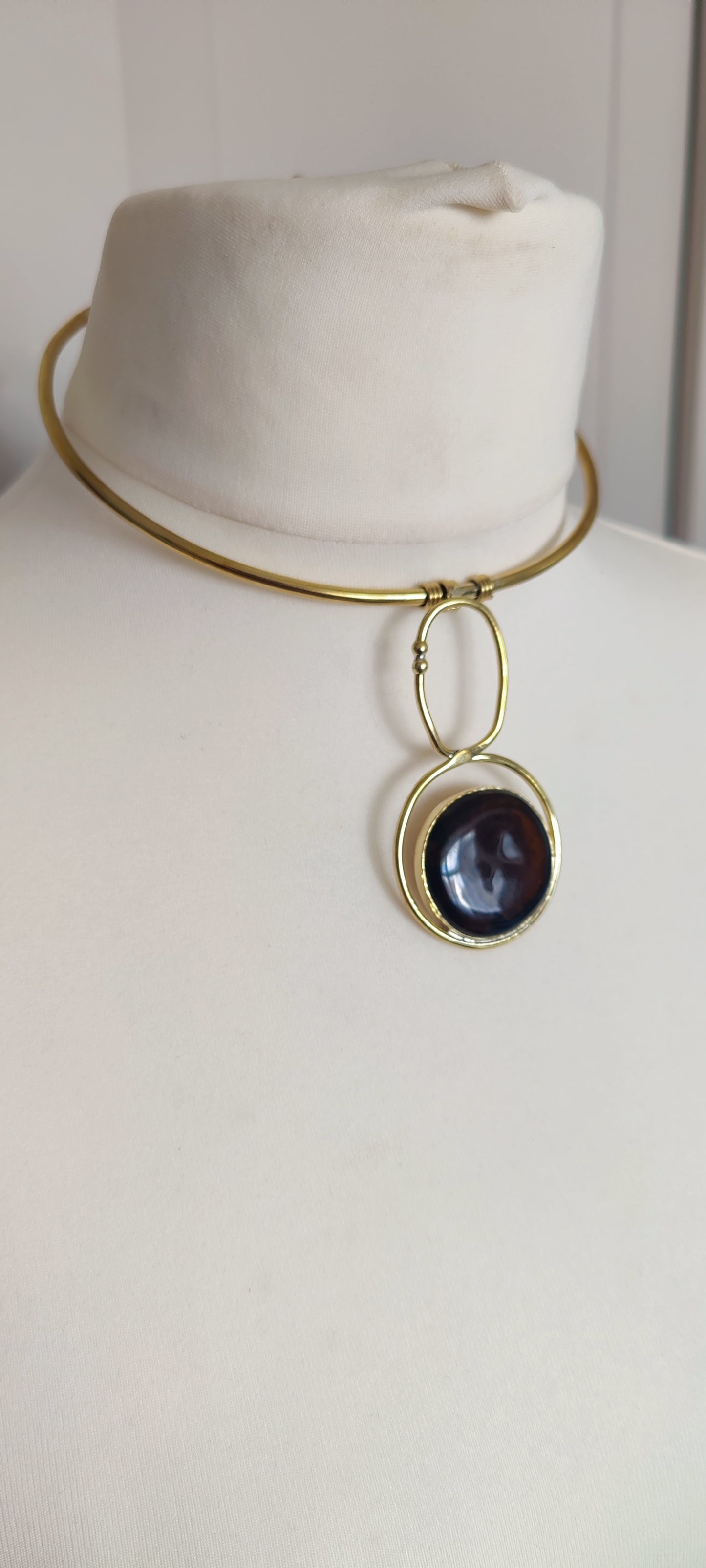 Minimalist Statement Brass necklace Circle