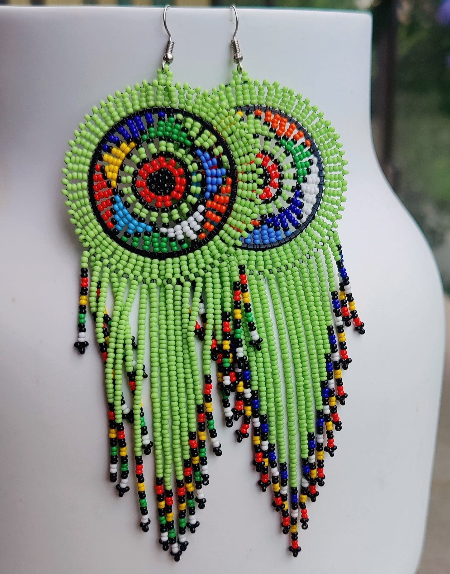 Kenyan Beaded Earrings/African Masai Earrings Minimalist Earrings/ Dream Catcher