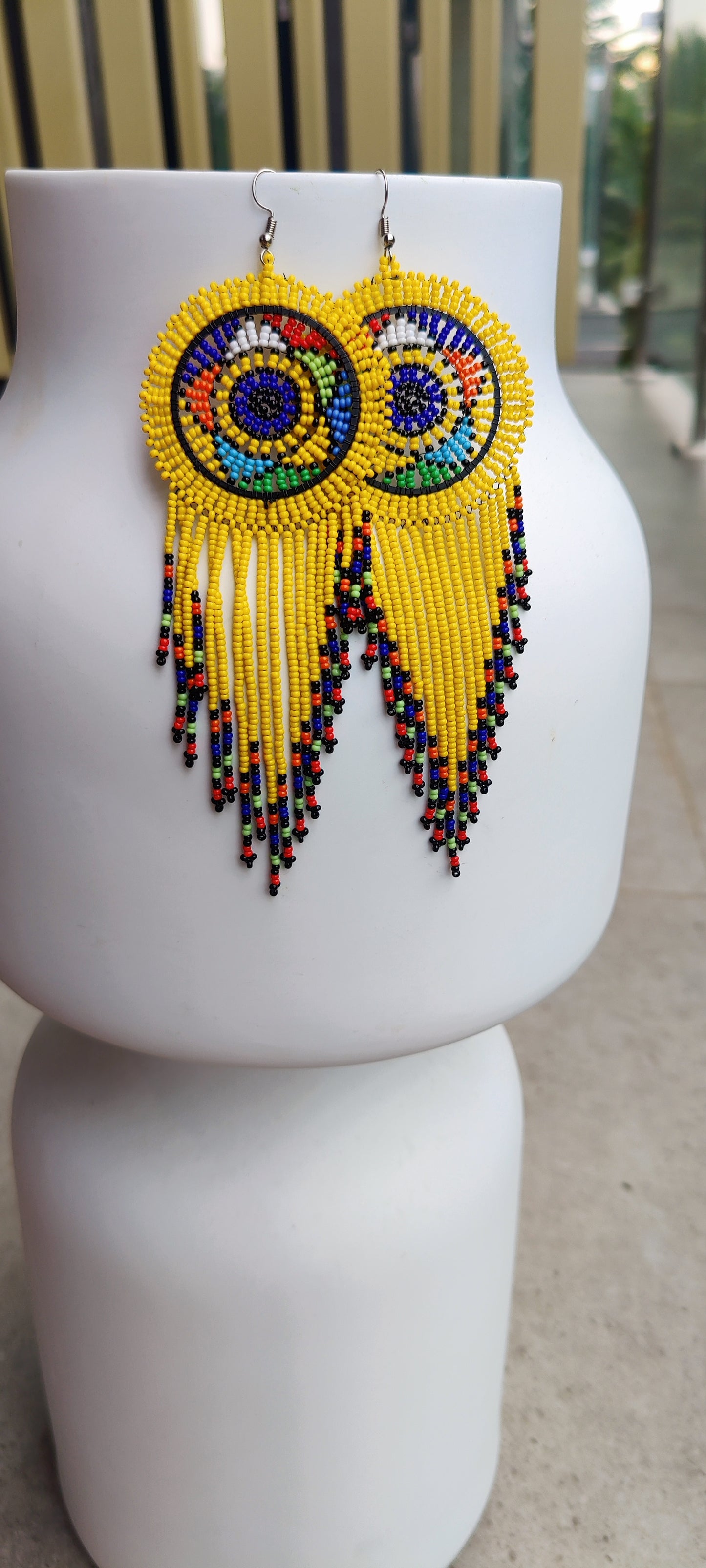 Kenyan Beaded Earrings/African Masai Earrings Minimalist Earrings/ Dream Catcher