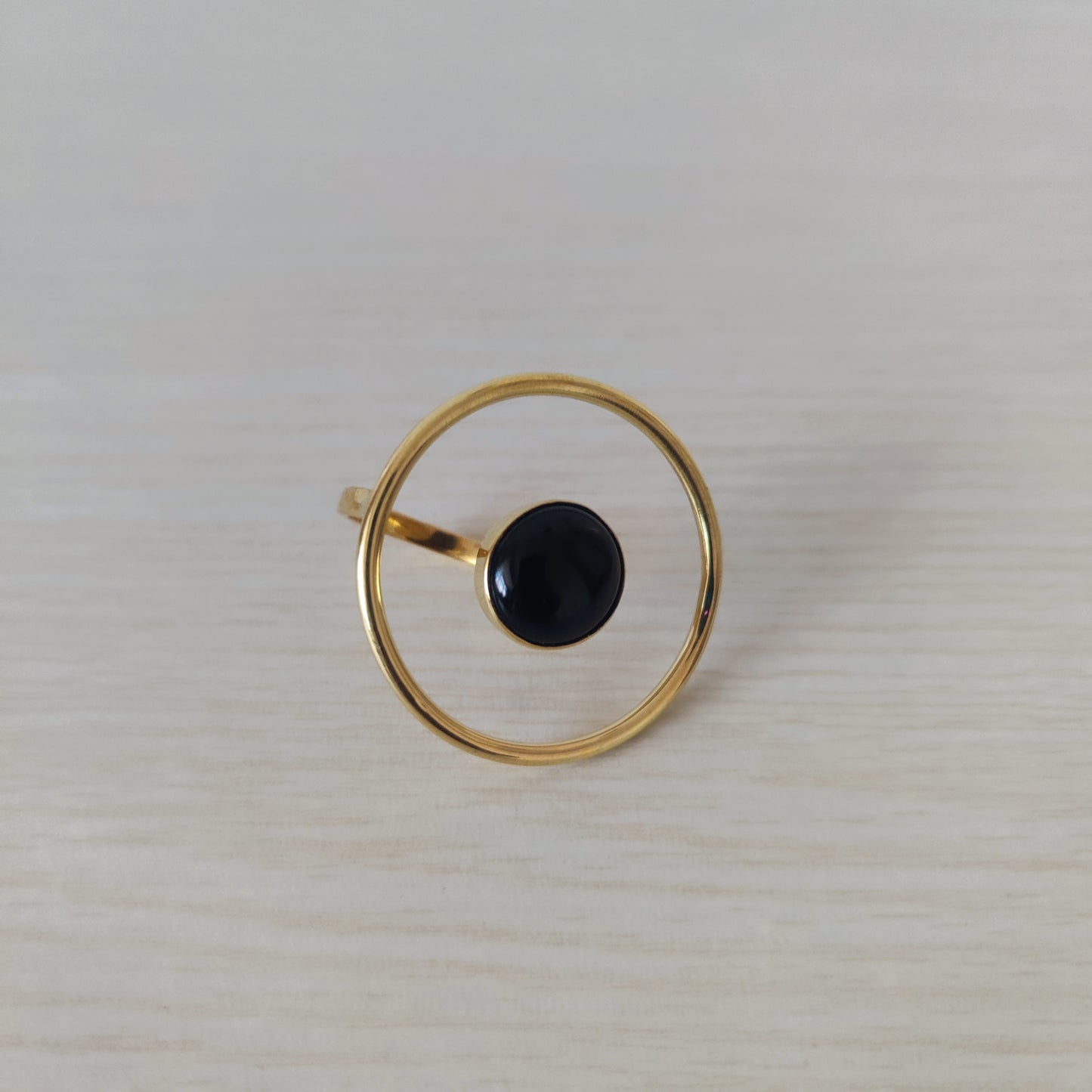 Statement Ring with Coloured Stone Chunky Golden Brass Adjustable Ring