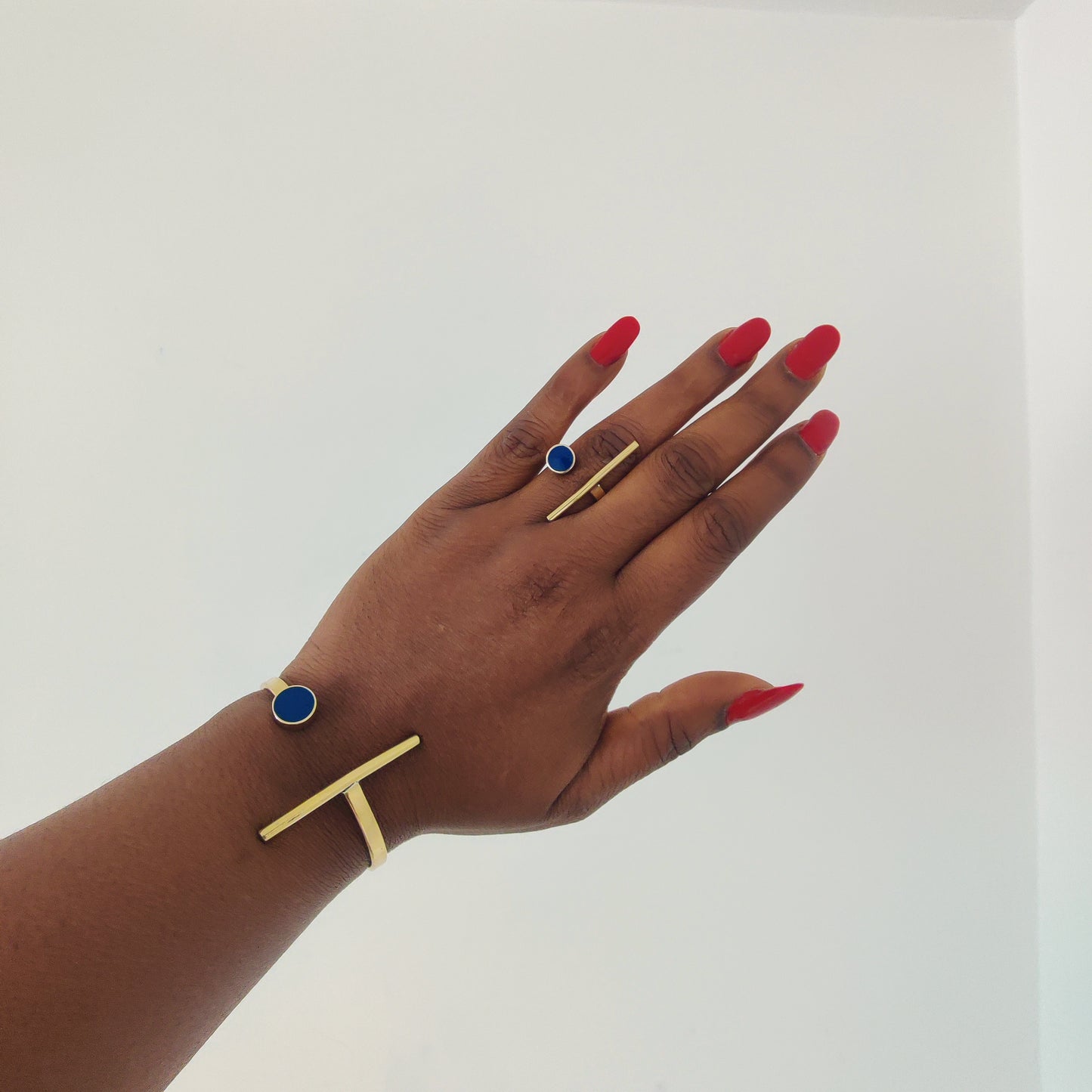 Gold Bangle and Ring Set / African brass Bracelet/ Brass Cuff bracelet/ Handcrafted