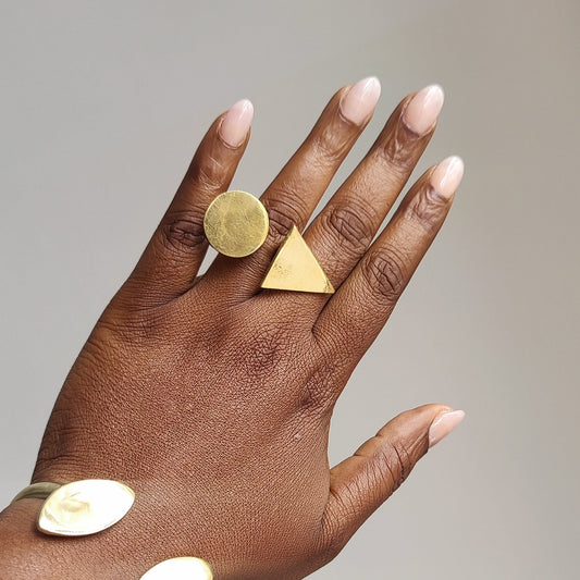 Brass Adjustable Abstract Rings