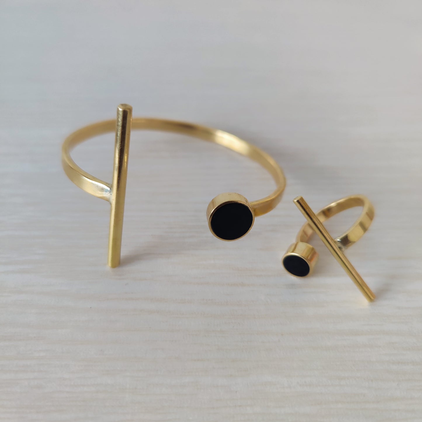 Gold Bangle and Ring Set / African brass Bracelet/ Brass Cuff bracelet/ Handcrafted