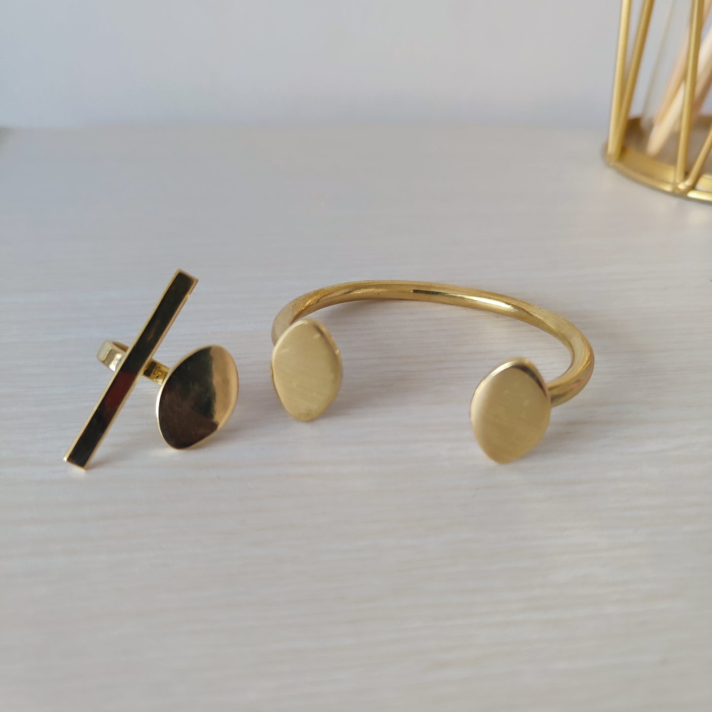 Gold Bangle and Ring Set / African brass Bracelet/ Brass Cuff bracelet/ Handcrafted