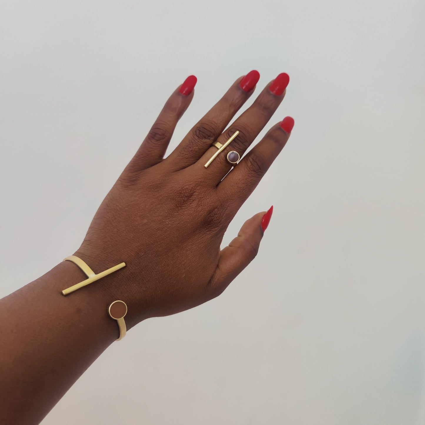 Gold Bangle and Ring Set / African brass Bracelet/ Brass Cuff bracelet/ Handcrafted