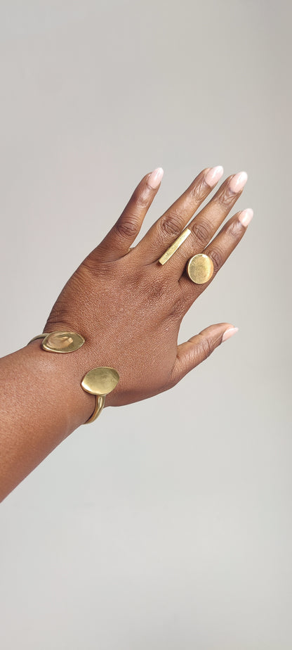 Brass Adjustable Abstract Rings