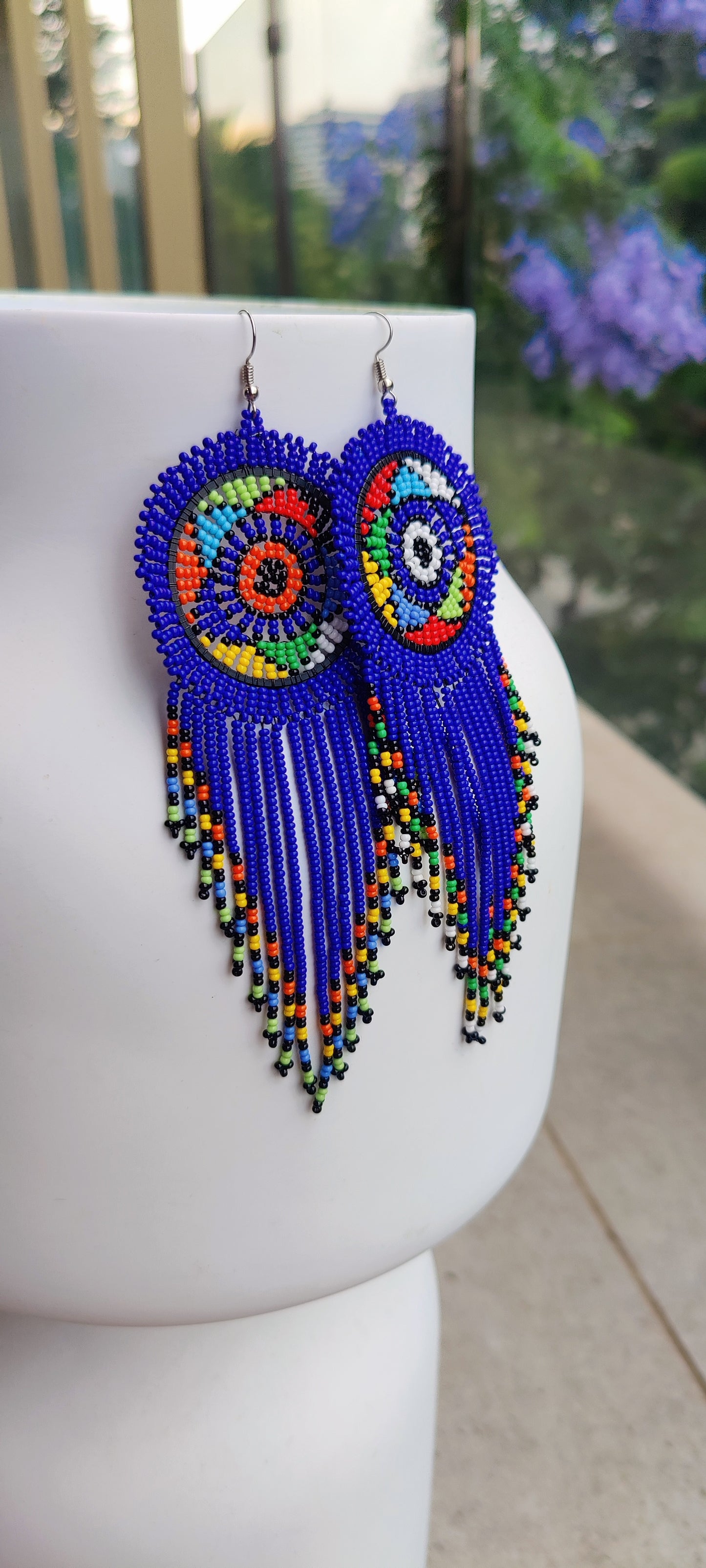 Kenyan Beaded Earrings/African Masai Earrings Minimalist Earrings/ Dream Catcher