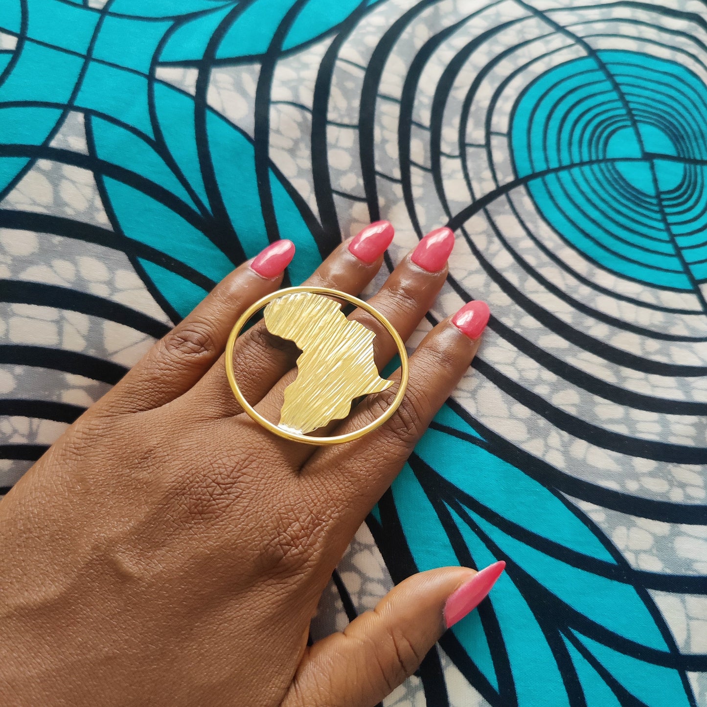 Africa Shape Chunky Golden Brass Adjustable Ring