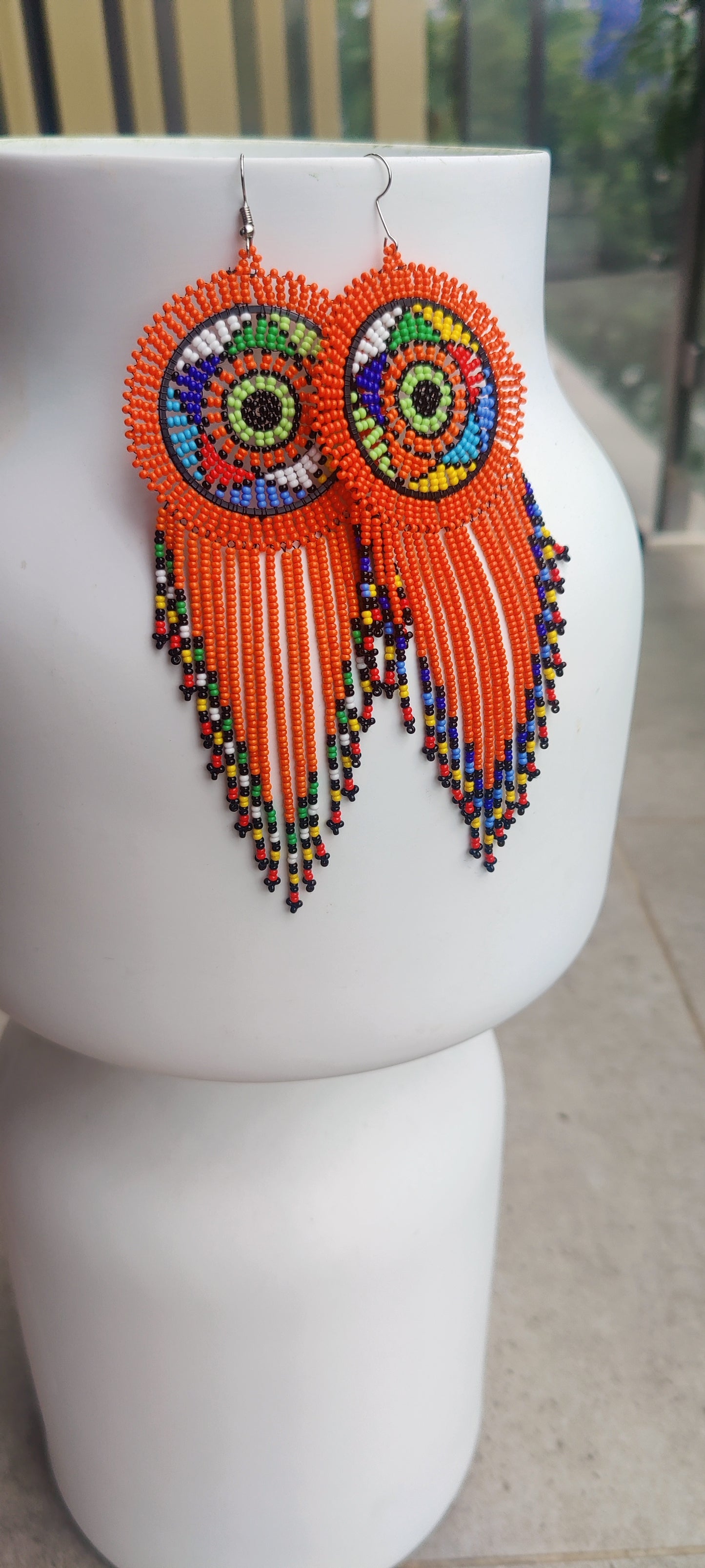 Kenyan Beaded Earrings/African Masai Earrings Minimalist Earrings/ Dream Catcher