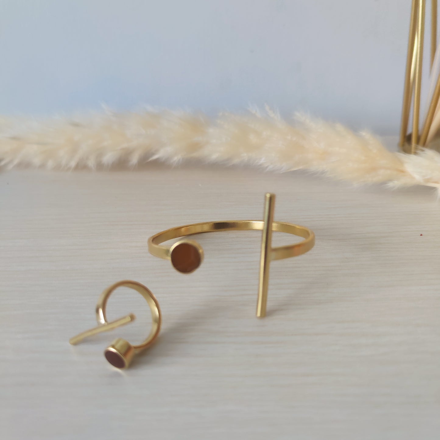 Gold Bangle and Ring Set / African brass Bracelet/ Brass Cuff bracelet/ Handcrafted
