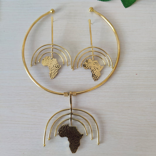 Minimalist Brass Choker Necklace : Africa Arch