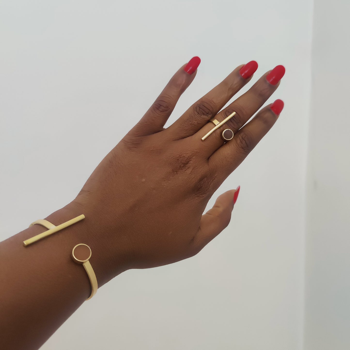 Gold Bangle and Ring Set / African brass Bracelet/ Brass Cuff bracelet/ Handcrafted