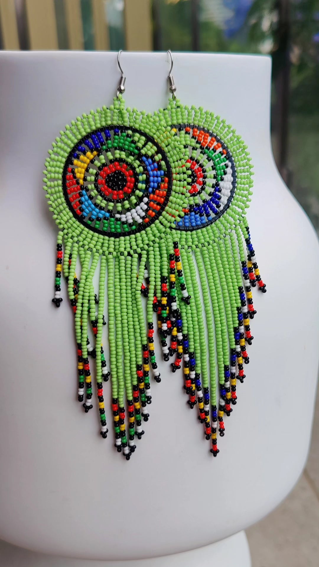 Kenyan Beaded Earrings/African Masai Earrings Minimalist Earrings/ Dream Catcher