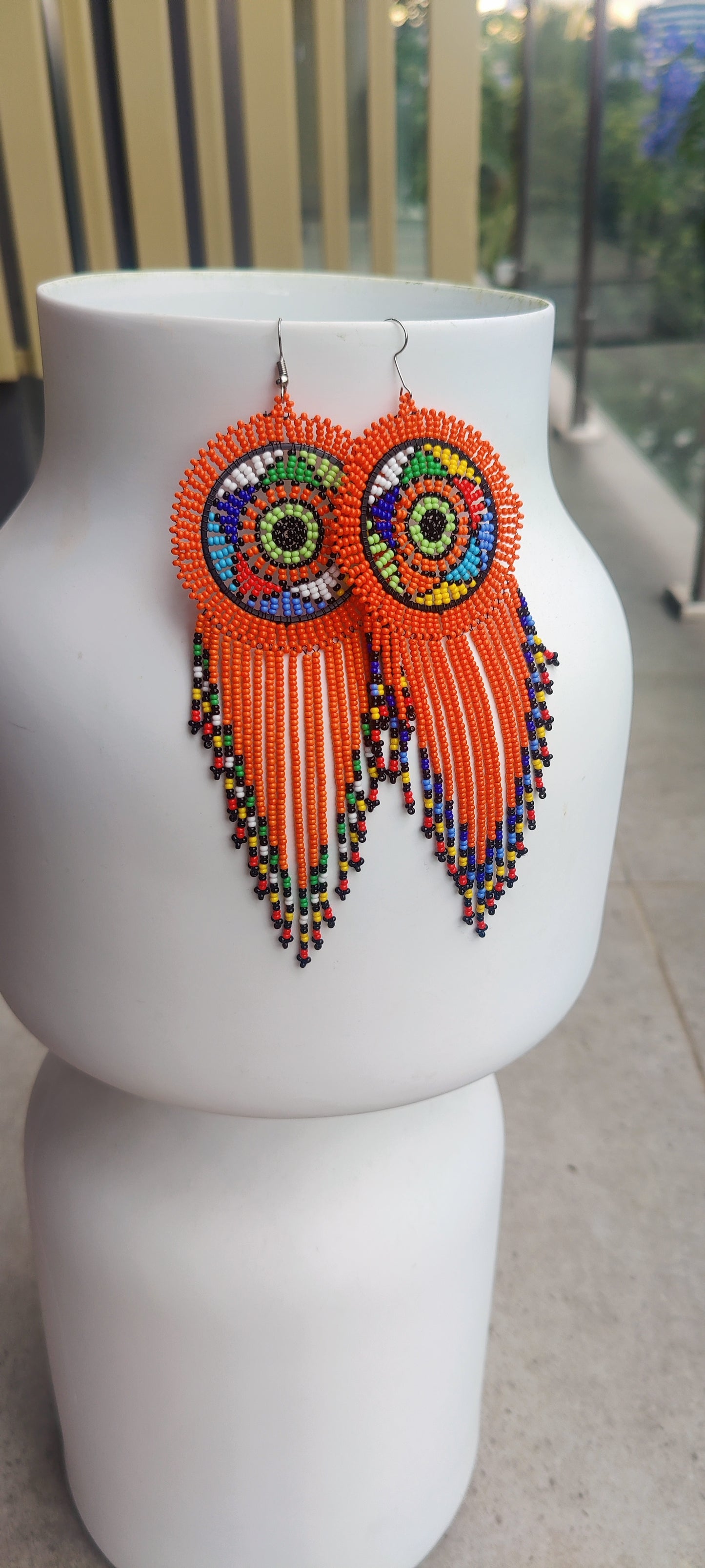 Kenyan Beaded Earrings/African Masai Earrings Minimalist Earrings/ Dream Catcher