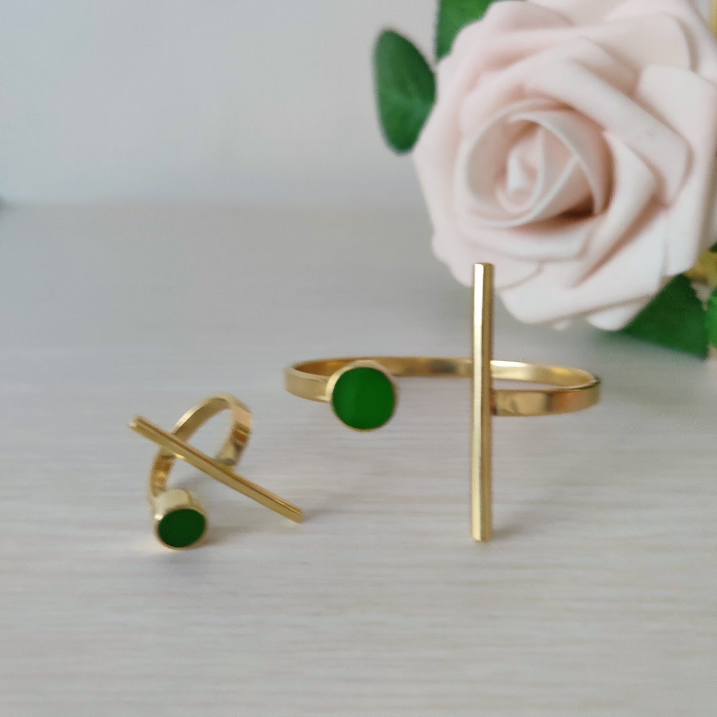 Gold Bangle and Ring Set / African brass Bracelet/ Brass Cuff bracelet/ Handcrafted