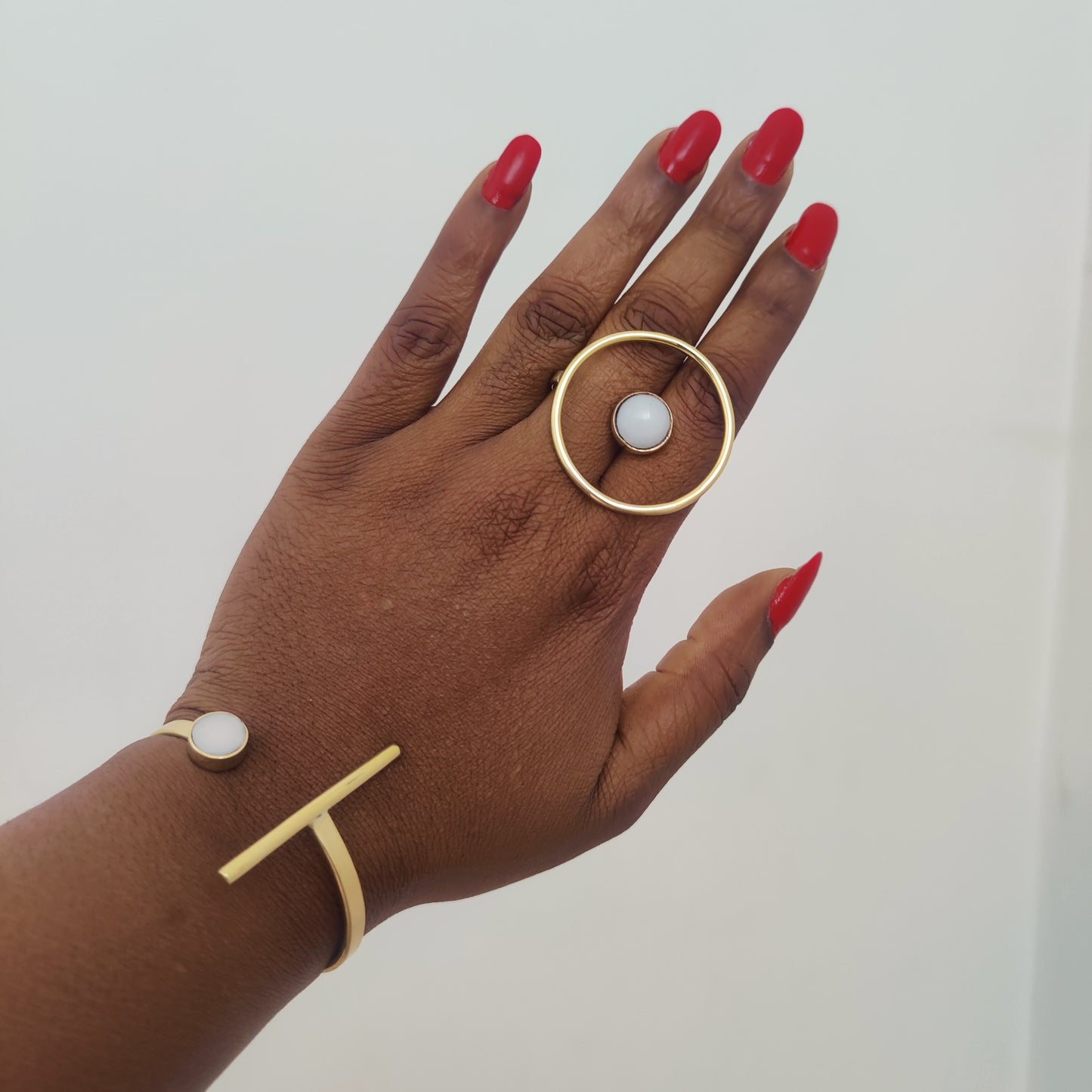 Gold Bangle and Ring Set / African brass Bracelet/ Brass Cuff bracelet/ Handcrafted