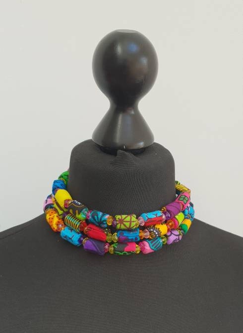 Ankara Thread Beaded Choker/ Ama