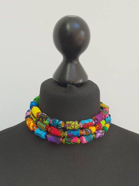 Ankara Thread Beaded Choker/ Ama