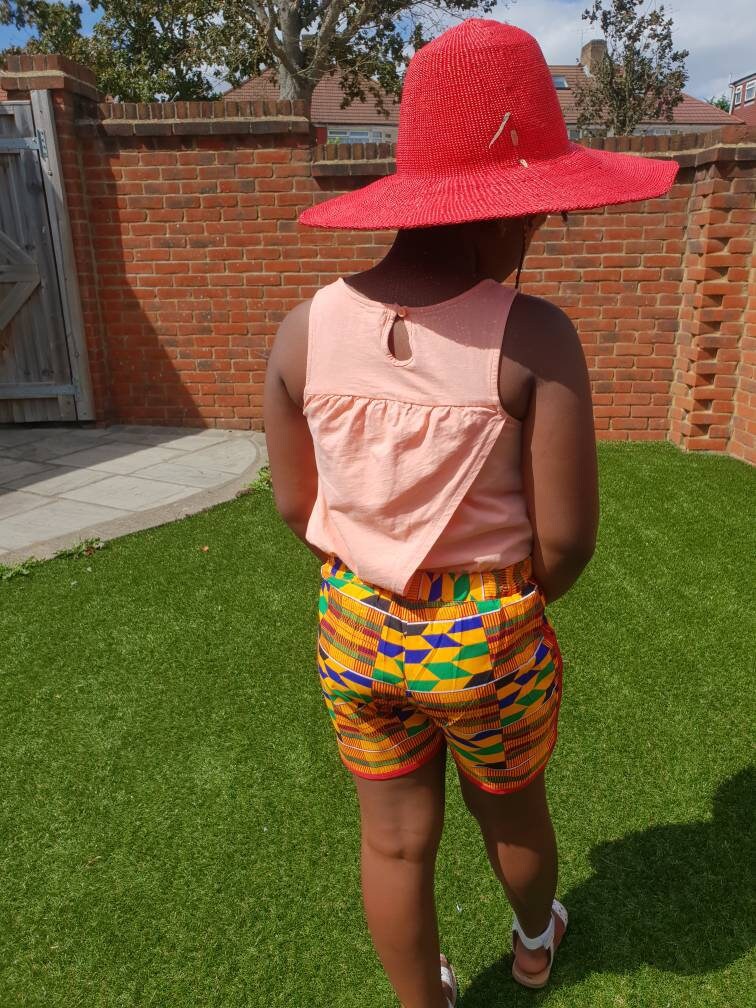 Unisex Ankara Print Shorts for Children, African Print Kids Shorts