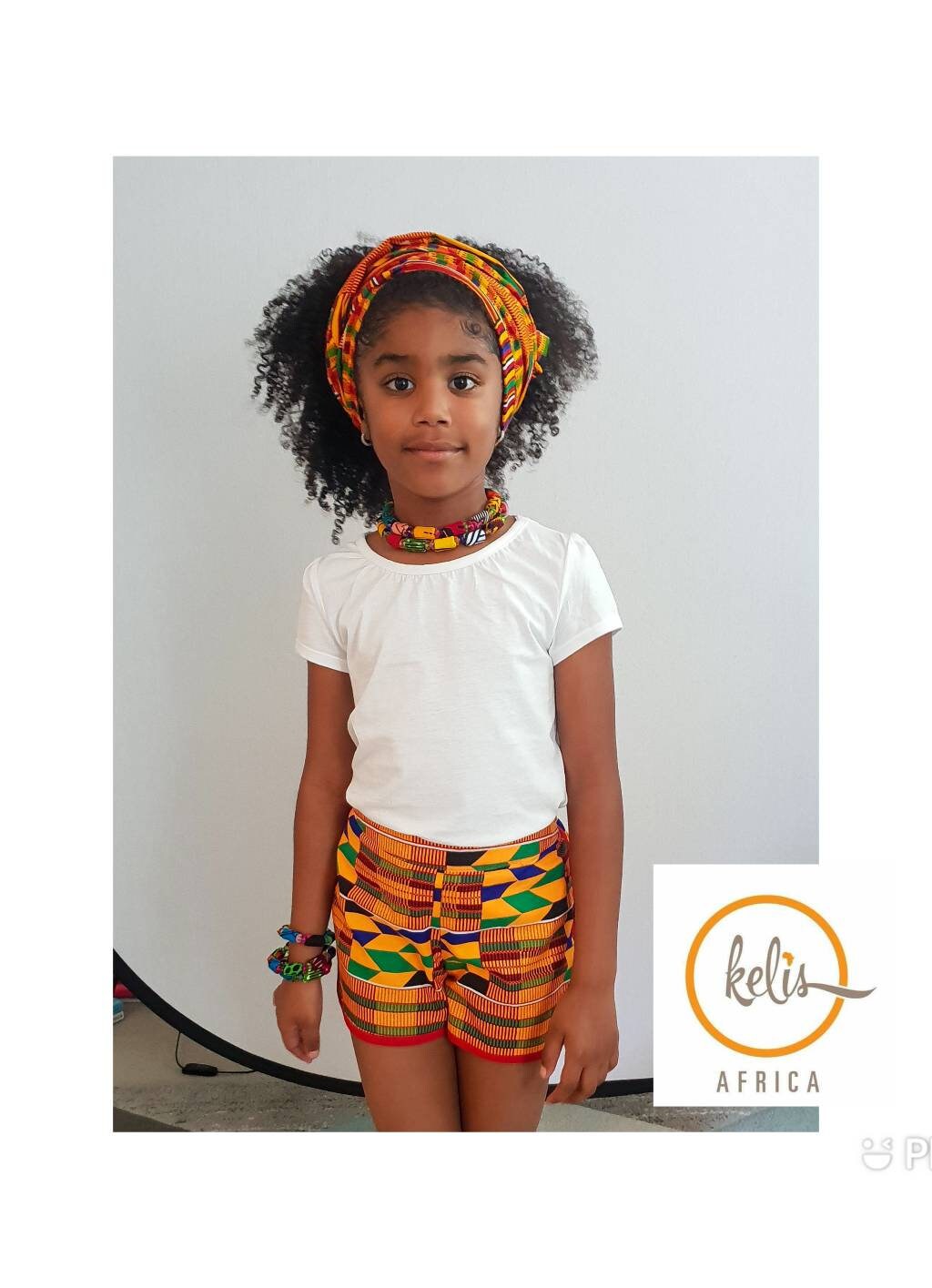 Unisex Ankara Print Shorts for Children, African Print Kids Shorts