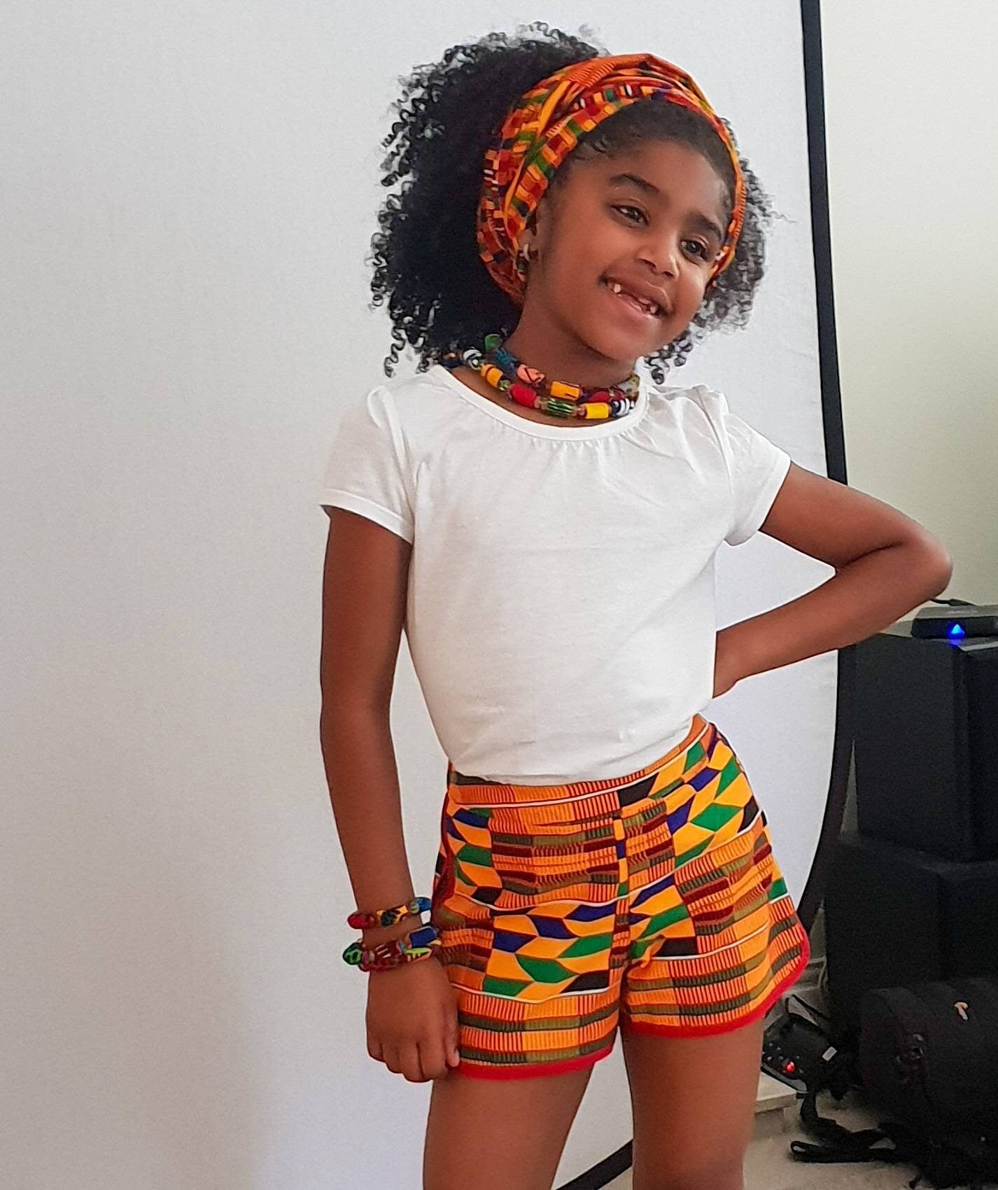 Unisex Ankara Print Shorts for Children, African Print Kids Shorts